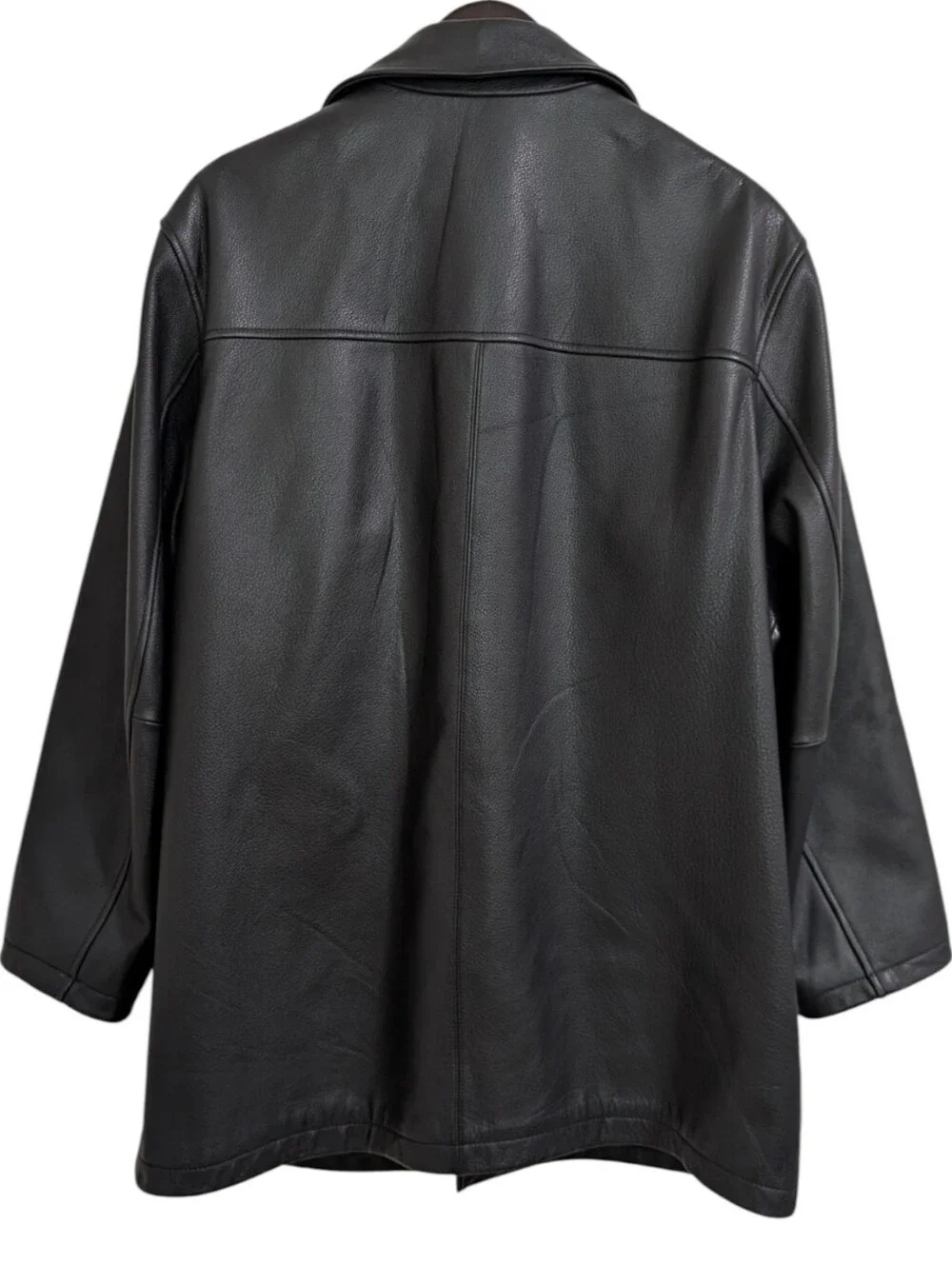 Brooks Brothers 346 Heavyweight Pebbled Genuine Leather Car Coat Jacket - Large